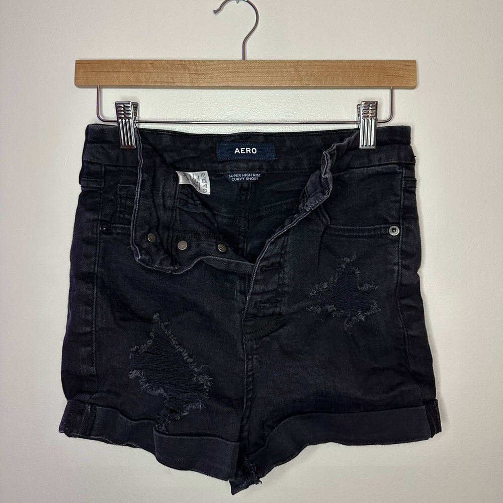 AERO Super high rise curvy shorts Black